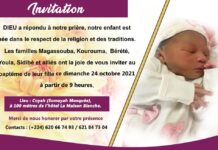 Coyah : Dr Dansa Kourouma vous invite à la cérémonie de baptême de son enfant