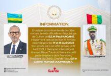 Coopération. Visite de Paul Kagamé à Conakry : voici un communiqué de la Présidence