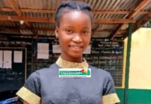 Marie Viviane, 14 ans, première au BEPC à Kindia avec mention “Très Bien”