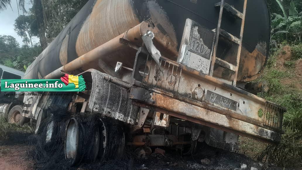 N’Zérékoré : un camion-citerne en feu près de Kéréménida, aucune victime signalée