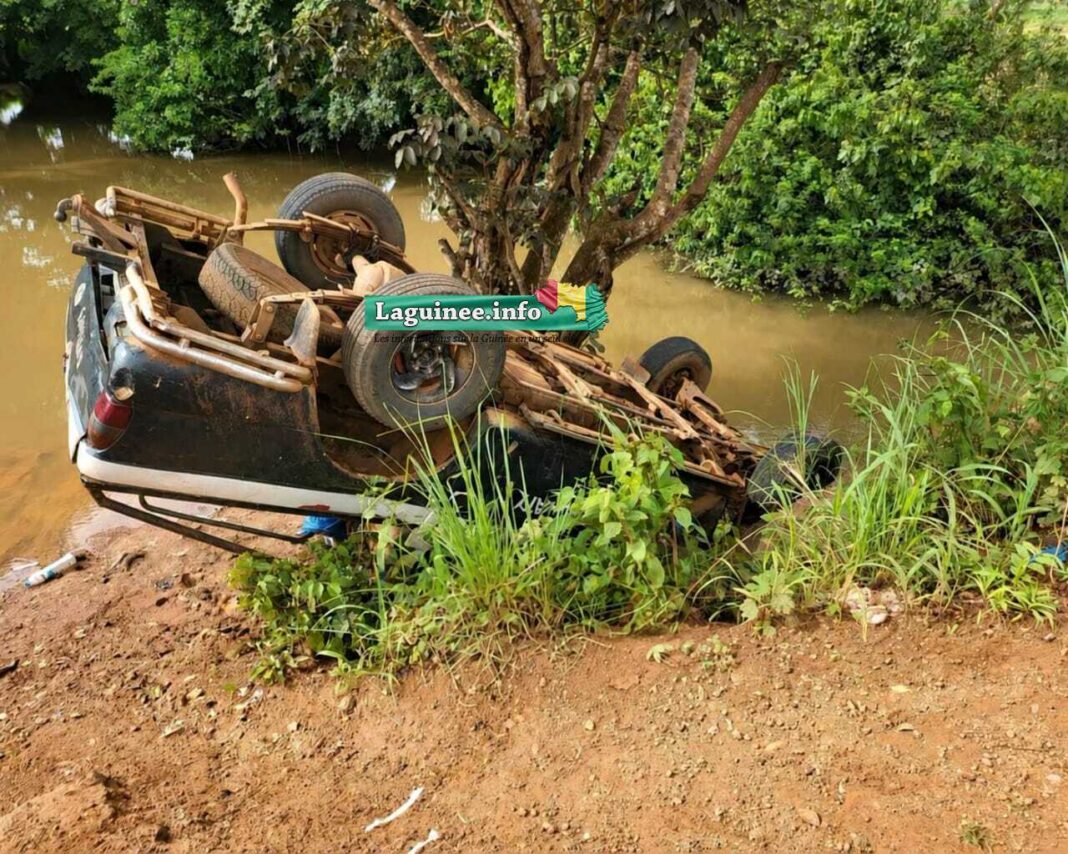 Beyla : un pick-up chute dans le fleuve Djon après une sortie de route à Moussadou